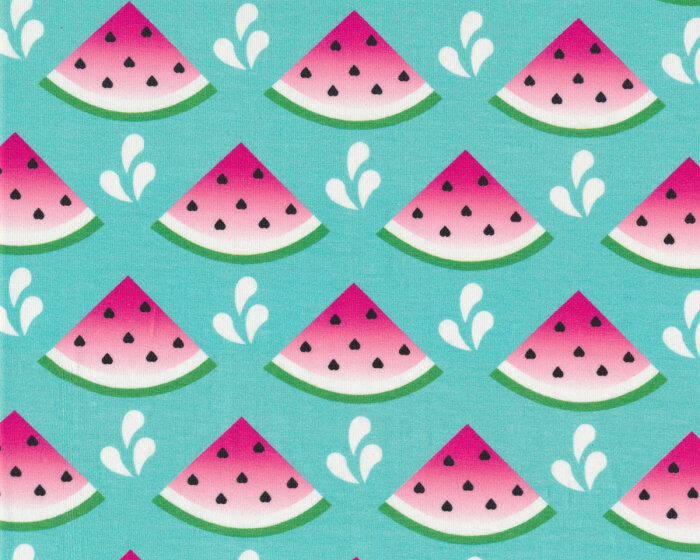 Baumwolljersey MELON, Melonen, türkis, Hilco