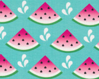 Baumwolljersey MELON, Melonen, türkis, Hilco