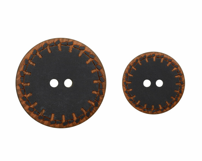 Kunststoffknopf im Holzlook, Steppoptik, Union Knopf