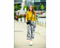 Leichter Sweatstoff Trikot-Stoff ESME, Zeitungsabschnitte, grau, Hilco