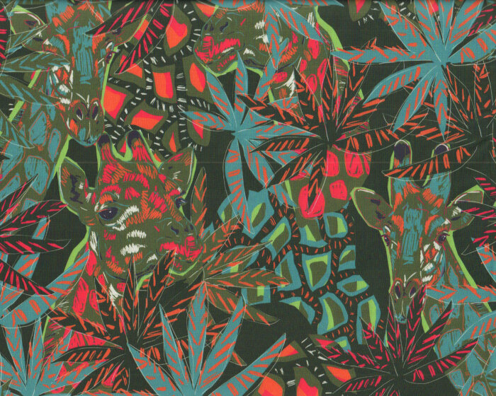 Baumwollstoff mit Stretch OTTO, Giraffen, moosgrün Hilco