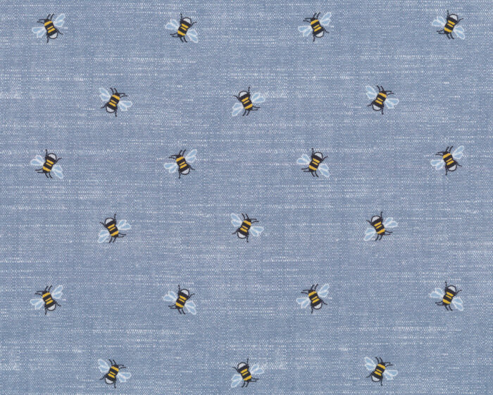 Baumwollstoff MINI BLUE in Chambray-Optik, Bienen, helles jeansblau, Hilco