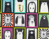 Patchworkstoff BLACK AND WHITE with a touch of bright, Tier-Porträts, bunt, Studio E