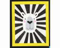 85-cm-Panel Patchworkstoff Black and White with a touch of bright, große Tierporträts, Studio E