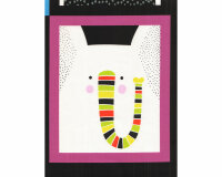 85-cm-Panel Patchworkstoff Black and White with a touch of bright, große Tierporträts, Studio E