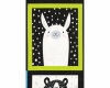 85-cm-Panel Patchworkstoff Black and White with a touch of bright, große Tierporträts, Studio E