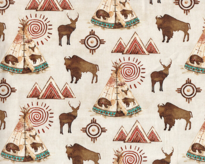 Patchworkstoff SHOW ME THE HONEY, Büffel & Tipis, Blank Quilting