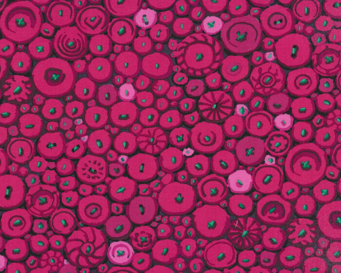 Patchworkstoff BUTTON MOSAIC, Knöpfe, fuchsia, Kaffe Fassett
