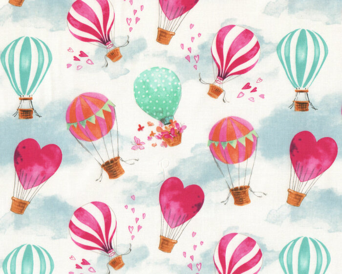Patchworkstoff LOVE IS IN THE AIR, Heißluftballons, Blank Quilting
