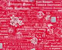 Patchworkstoff LONDON, Schrift, rot, Windham Fabrics