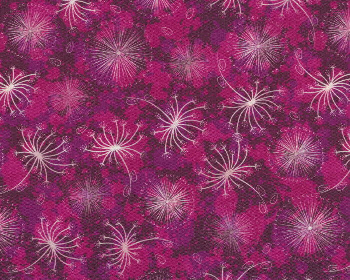 Patchworkstoff FLOWERS IN THE WIND, Pusteblumen-Samen, fuchsia