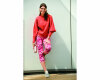 Baumwollstretch EBBA, Blüten im Aquarell-Design, fuchsia, Hilco