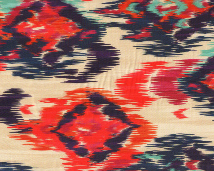 Viskosestoff LOGAN, Ikat-Muster, marineblau, Hilco