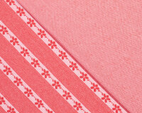 Jacquard-Strickstoff FLOWERS, Blumen-Streifen, hellrot, Fibre Mood