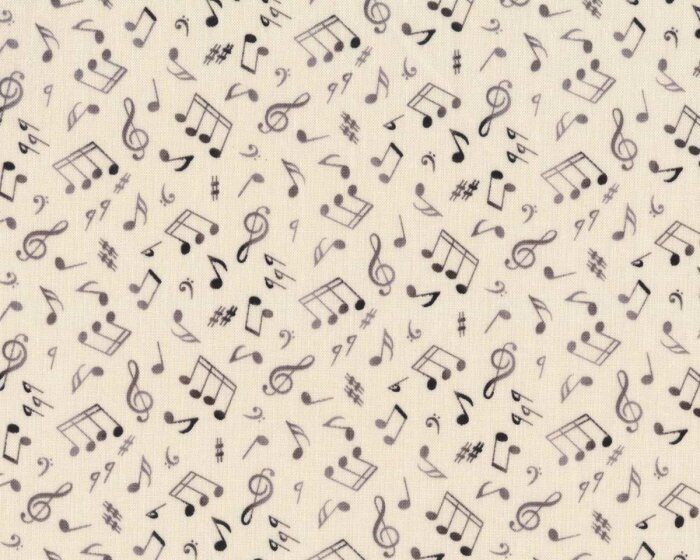Patchworkstoff JAZZ, Musiknoten, creme, Elizabeths Studio