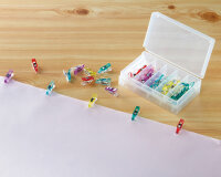 Box mit Stoffklammern Mini Wonder Clips, bunt, Clover