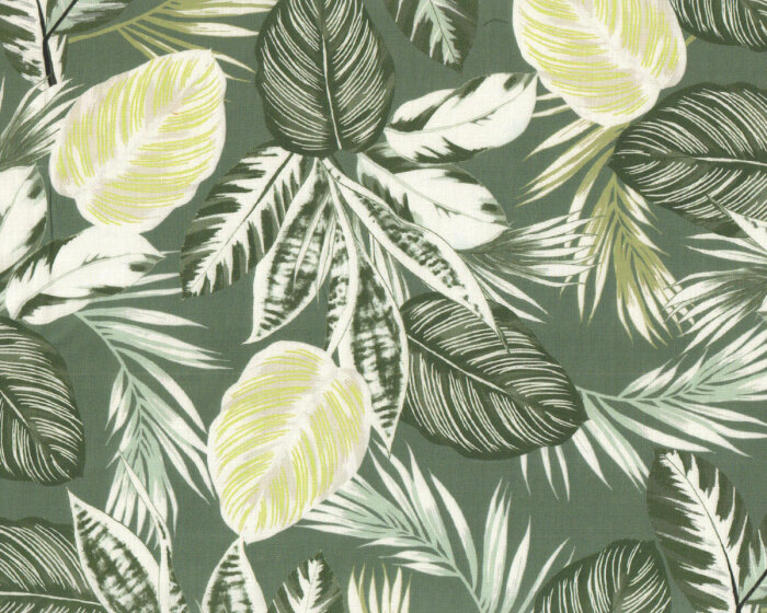 Baumwollbatist MAISIE, Blätter, olivgrün, Hilco