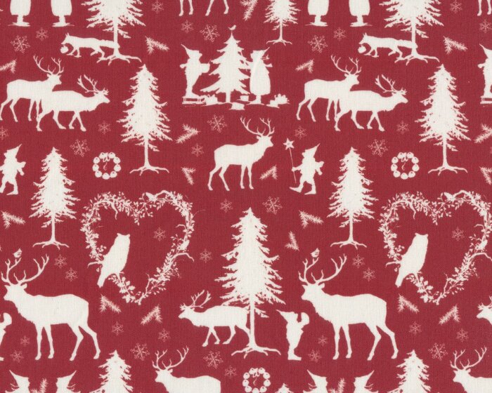 Baumwollstoff WICHTELWALD, rot, Acufactum