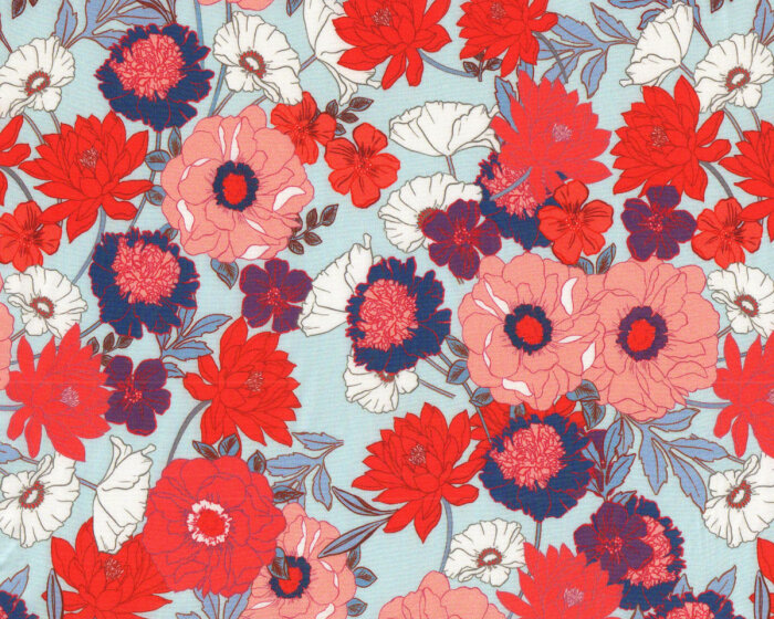 Viskosestoff REUBEN, Comic-Blumen, Hilco