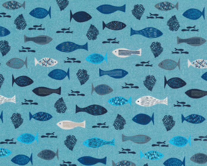 Baumwolljersey AVALANA FISK, Fische, blau