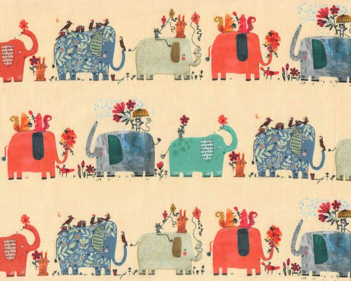 Patchworkstoff ELEPHANT JOY, Elefantenfamilie, Benartex