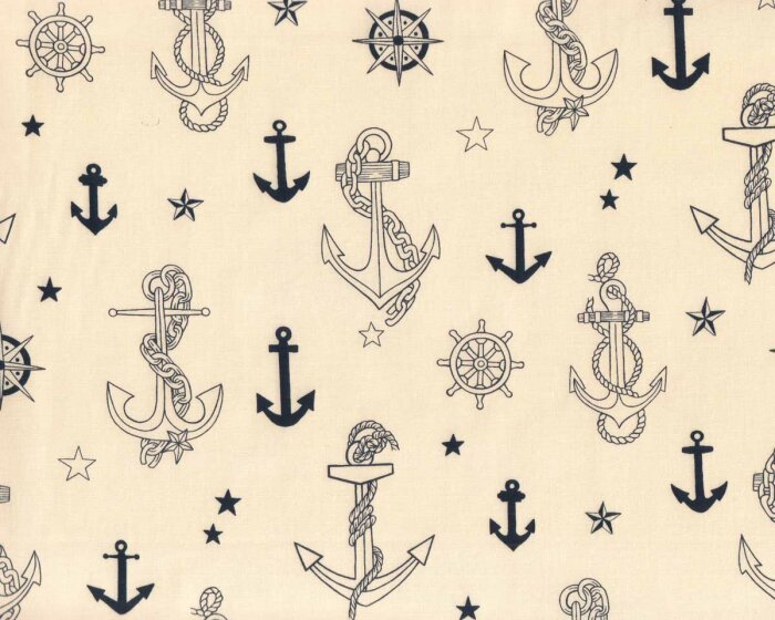 Patchworkstoff ANCHORED, Anker, marineblau-creme, Alexander Henry