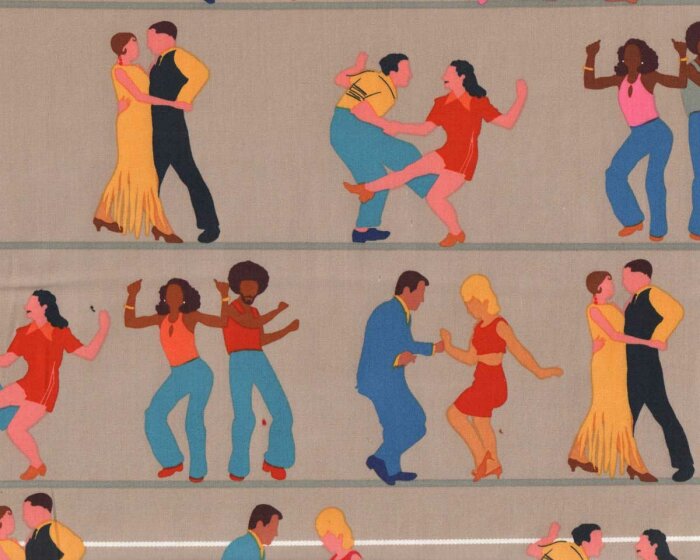 Patchworkstoff LETS DANCE, Tanzpaare, grau, Alexander Henry