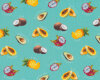 Baumwollstoff ANDALE FRUTAS, exotische Früchte, türkis, Patricia Meyer