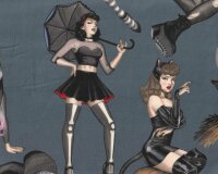 Patchworkstoff GORGEOUSLY GOTH, Gothic Pin-Up-Girls,...