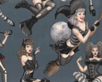 Patchworkstoff GORGEOUSLY GOTH, Gothic Pin-Up-Girls, Alexander Henry