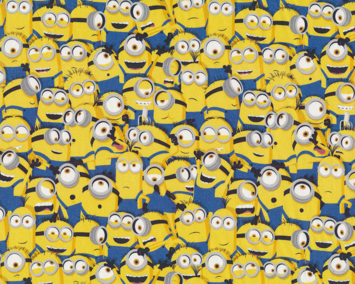 Baumwollstoff MINIONS TEAM in Reihen, gelb, 24,99 €