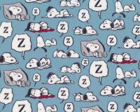 Popeline-Baumwollstoff SNOOPY REBEL, schlafend, mittelblau
