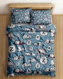 Popeline-Baumwollstoff SNOOPY REBEL, schlafend, mittelblau