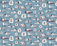 Popeline-Baumwollstoff SNOOPY REBEL, schlafend, mittelblau