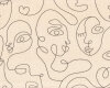 Dekostoff PACISSO, Gesichter, natur