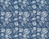 Popeline-Baumwollstoff JEANS INDIANO, Paisley-Blüten, blau