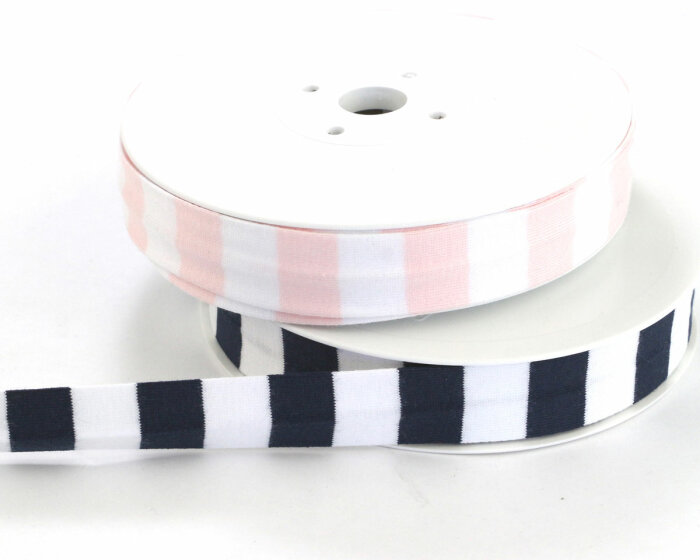 Jersey-Schrägband aus Baumwolle, gestreift, 20 mm