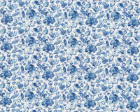 Popeline-Baumwollstoff PETITE INDI ETNIC, Blumen, blau