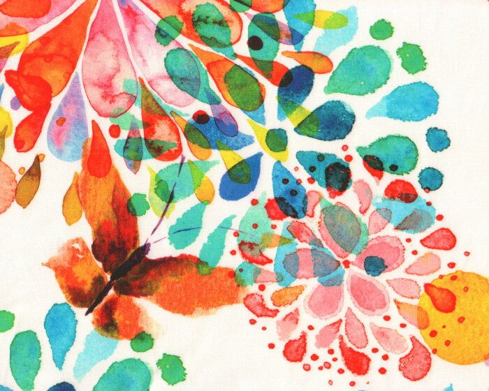 Überbreiter Dekostoff FIESTA, Aquarell-Blumen