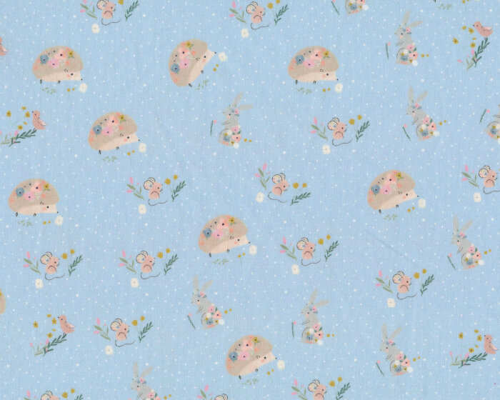 Westfalenstoffe CAPRI, Igel und Hase, hellblau