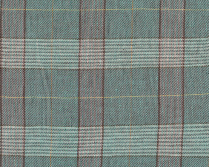 Italienischer Leinenstoff KONTROLI, Karos, mintgrün-natur, Toptex