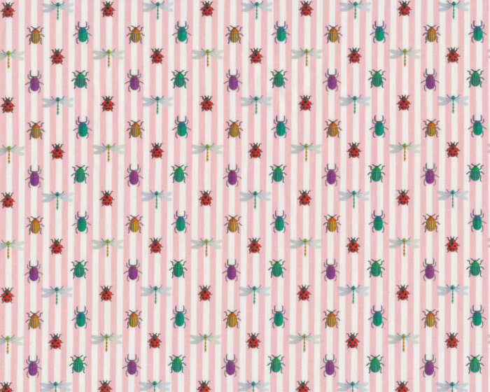 Baumwollpopeline RAMPI, Insekten & Streifen, rosa, Toptex
