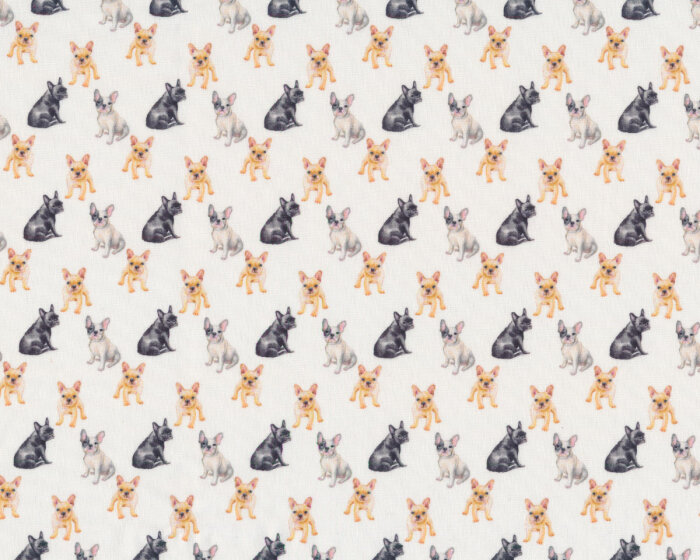 Baumwollpopeline FRANCA, Französische Bulldogge, Toptex