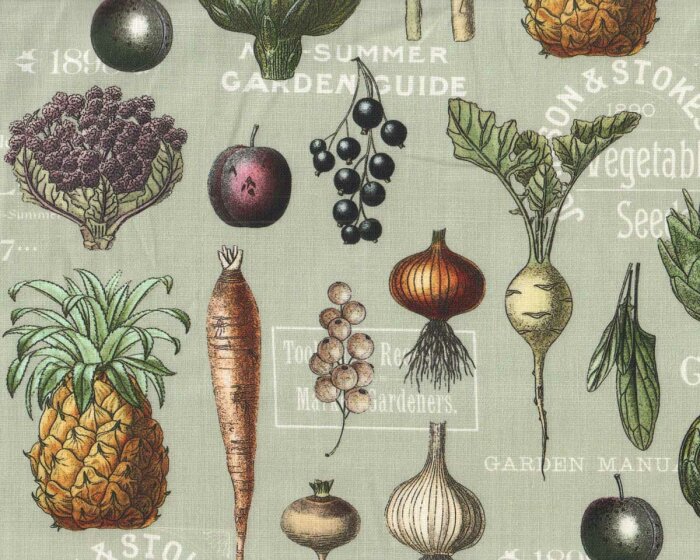 Deko-Baumwollstoff JARDINIER, Ananas und Rüben