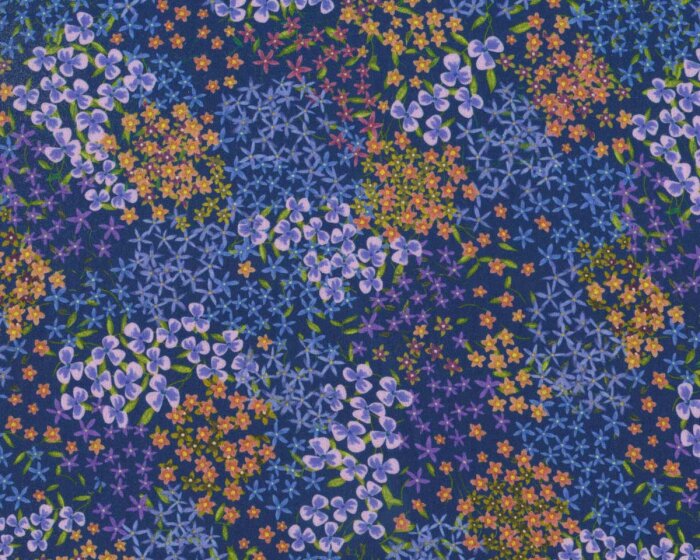 Designer Baumwollstoff FLOREALE, Streublümchen, blau