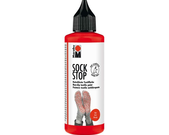 Rutschfeste Textilfarbe SOCK STOP, Sockenstop, Marabu rot