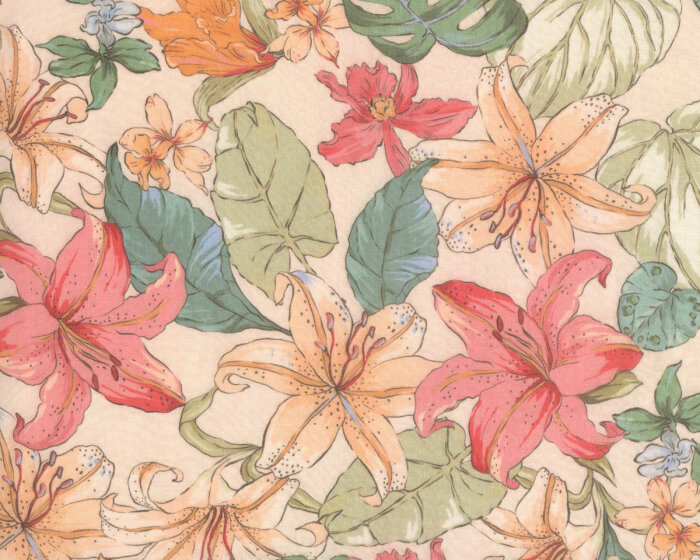 Designer Tencel™-Viskosestoff TENERO, Lilien & Monstera