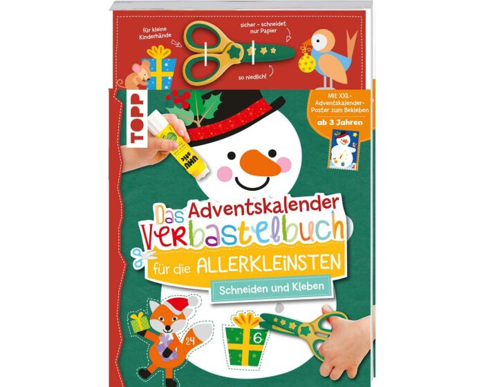 Weihnachts-Bastelbuch: Das Adventskalender Verbastelbuch für die Allerkleinsten, inkl. Schere, TOPP