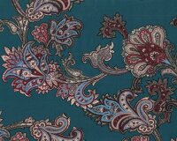 Viskosestoff YELIZ, Paisleymuster, petrolblau, Hilco