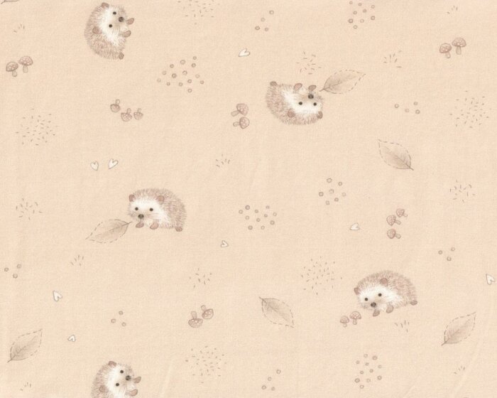 Baumwolljersey HERRISSON POESIE, Igel, hellbeige, Hilco